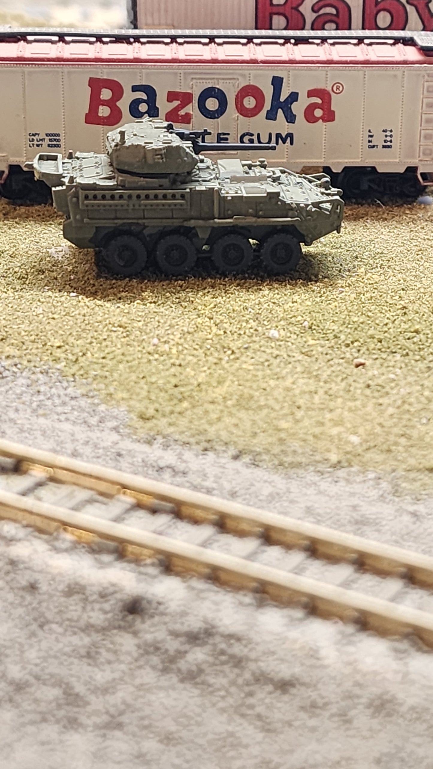 N Scale 1:160 Stryker 30 mm Infantry Carrier Vehicle – Dragoon (ICV-D) -OD Green