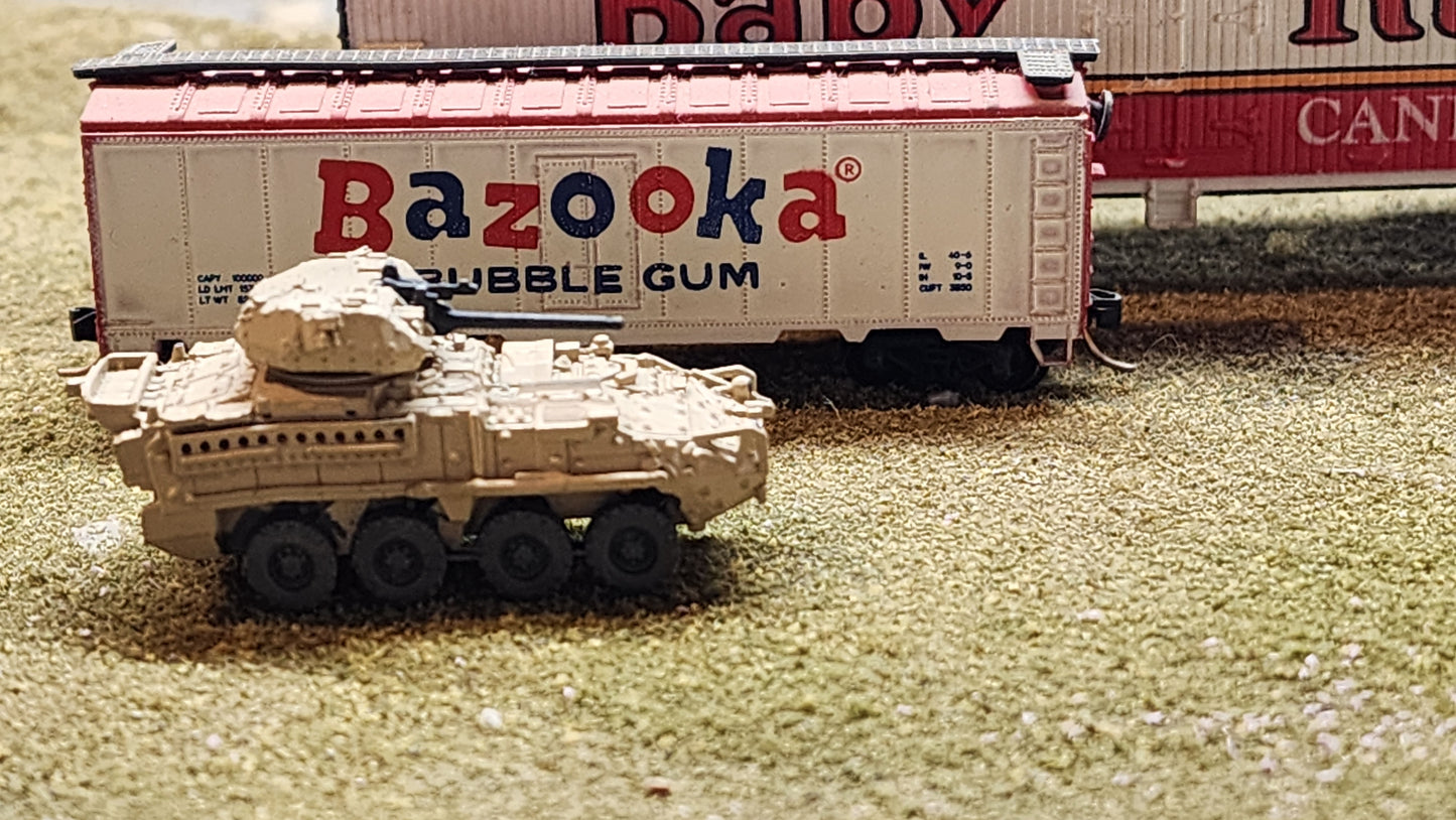 N Scale 1:160 Stryker 30 mm Infantry Carrier Vehicle – Dragoon -Desert Camo