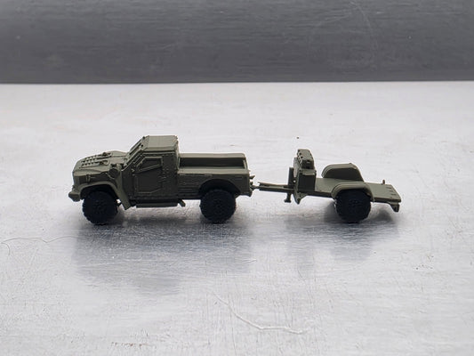 N Scale 1:160 Joint Light Tactical Vehicle (JLTV) Cargo with trailer OD Green