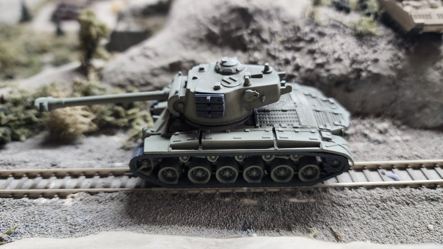 HO Scale 1:87 M26 Pershing Heavy Tank - US Army - OD Green