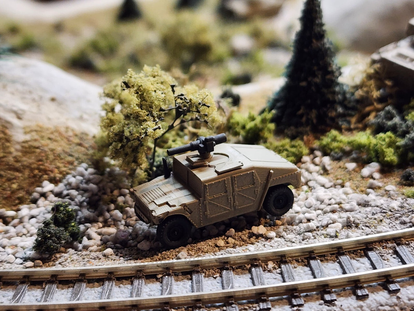 N Scale 1:160 HMMWV TOW Launcher- US Army OD Green