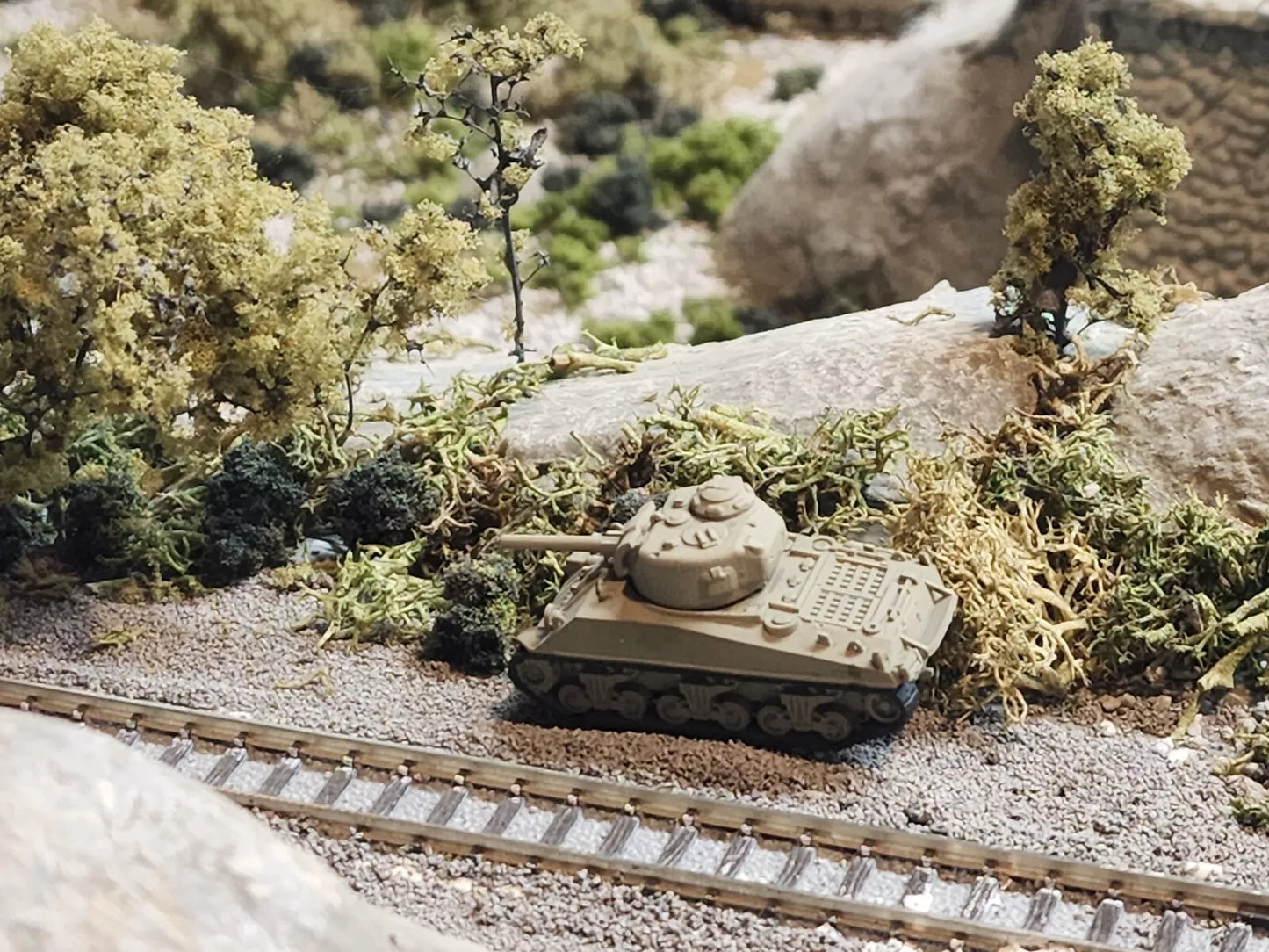 N Scale 1:160 M4 Sherman Tank WWII 3D Printed and Hand Painted- US Army OD Green