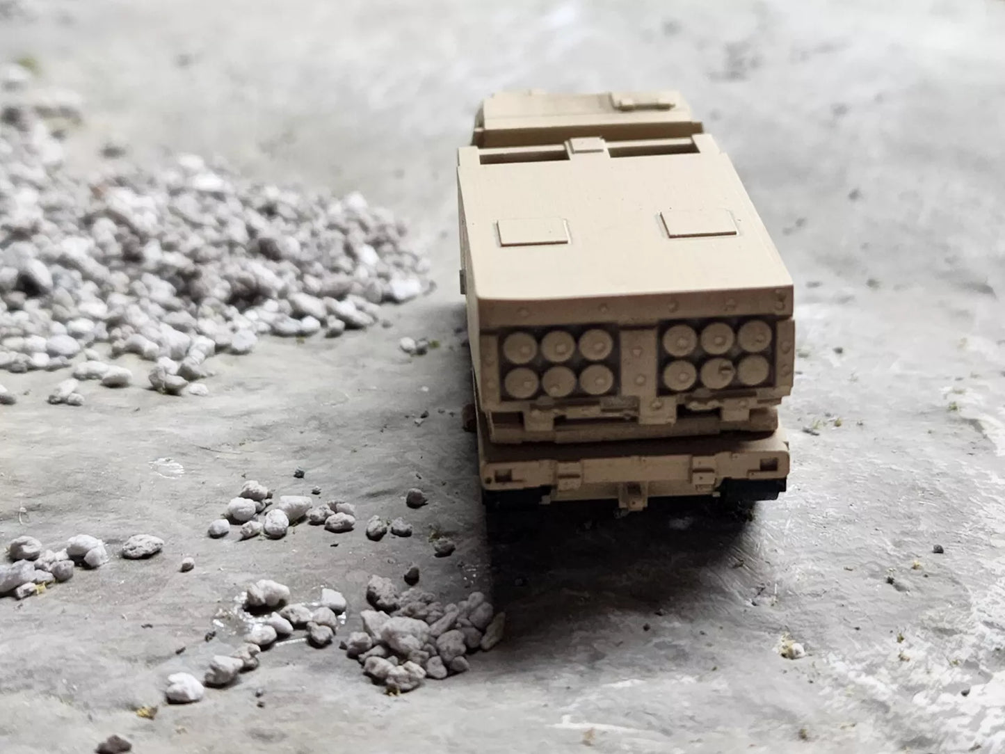 N Scale 1:160 M270 MLRS 3D Printed and Hand Painted- US Army Desert Camo