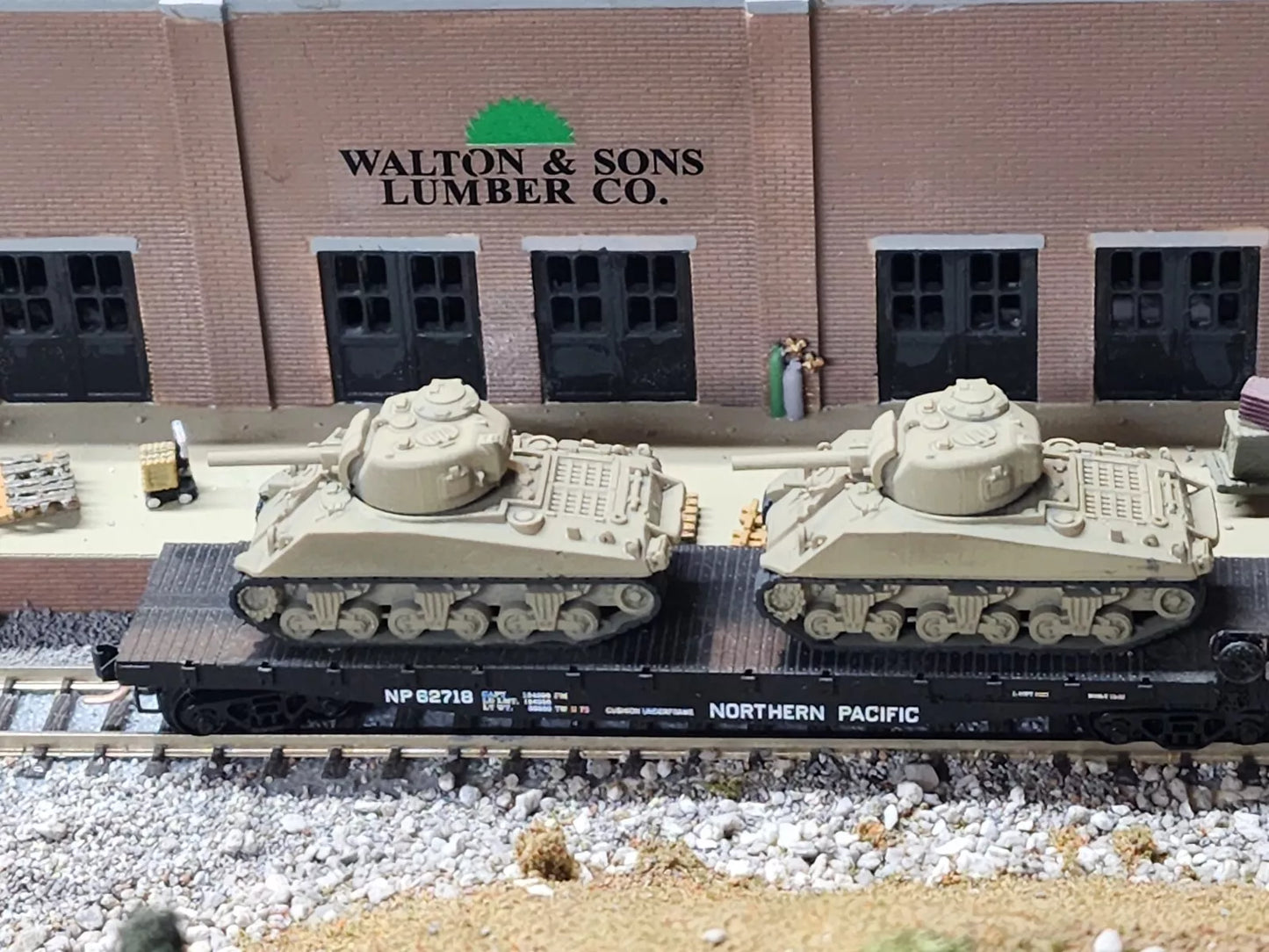 N Scale 1:160 M4 Sherman Tank WWII 3D Printed and Hand Painted- US Army OD Green