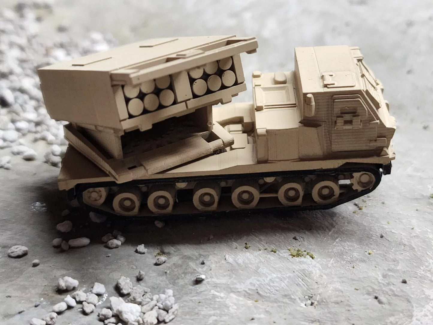 N Scale 1:160 M270 MLRS 3D Printed and Hand Painted- US Army Desert Camo