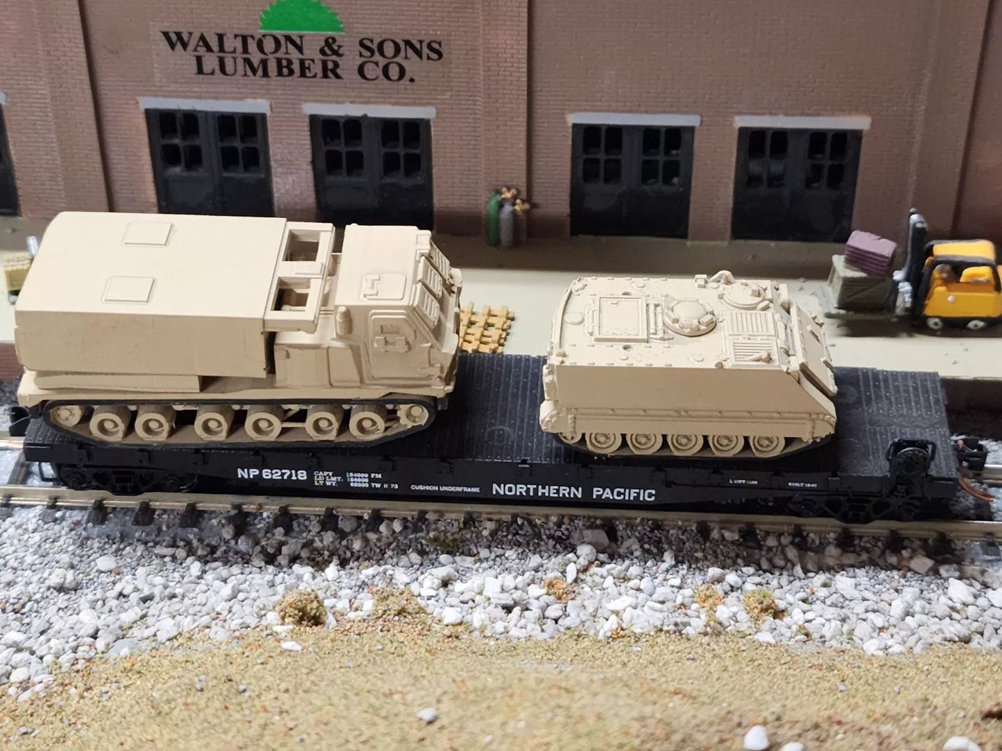 N Scale 1:160 M270 MLRS 3D Printed and Hand Painted- US Army Desert Camo